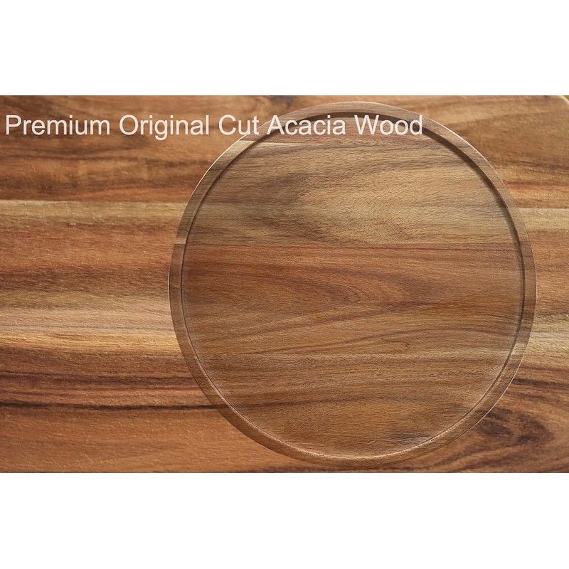 10" Acacia Wood Lazy Susan Organizer Kitchen Turntable for Cabinet