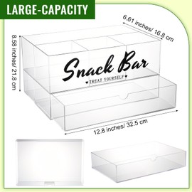 Acrylic Snack Organizer for Countertop, Snack Organizer with Drawer, Food Storage Containers with 4 Compartments for Kitchen Cabinet Pantry Containers and Snacks Storage Bins(Transparent)