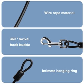 Chew Proof Dog Leash,Bungee Dog Leash Attachment Steel Rope to Prevent Chewing for Small Medium Large Pet Dog Outdoor Walking, Running, Climbing