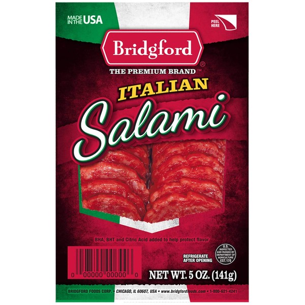 Bridgford Sliced Italian Salami, Gluten Free, Made in the USA, 5 Oz, Pack of 3