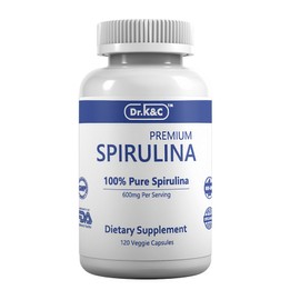 Dr. K&C Premium Organic Spirulina Raw Material 600mg Vegetable 120 Veggie Capsule, 1 Piece, 120 Tablets / 닥터케이앤씨 프리미엄 오가닉 스피루리나원료 600mg 식물성 120 베지캡슐, 1개, 120정