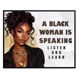 Black Woman Motivational Wall Art - Inspirational Quotes Wall Decor - African American Art - positive Black Empowerment - Black American Girl inspiring Decor - Encouragement Gifts for Women