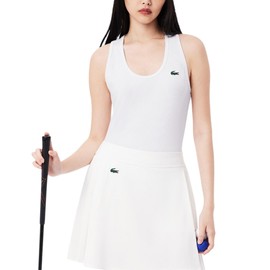 Lacoste Womens Sport Ultra Dry Rib Knit Tank Top, White, 10