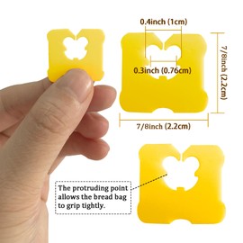 100 Pieces Reusable Plastic Bread Bag Clips Keep Your Food Fresh Longer After Opening 7/8 x 7/8 inches (Yellow)
