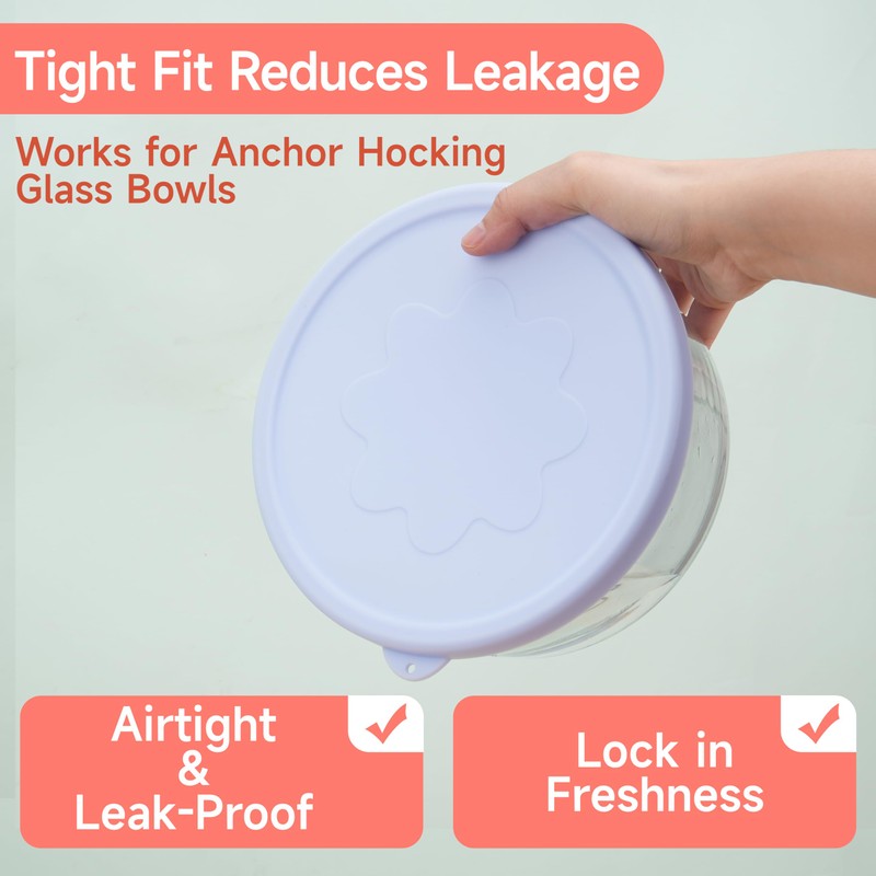 LUVCOSY 7 Cup Silicone Replacement Lids Storage Cover for Anchor