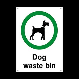 Dog Waste Bin Plastic Sign with 4 Pre-Drilled Holes - Fouling/Dog Area/Clean it up/Security Guard Dogs (PPA24)