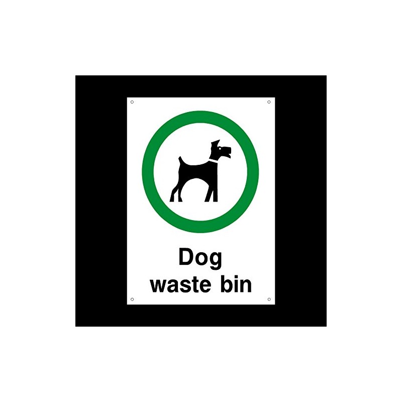 Dog Waste Bin Plastic Sign with 4 Pre-Drilled Holes -