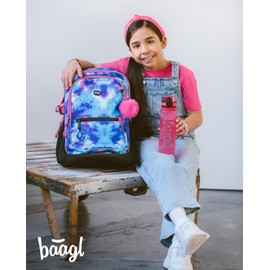 Baagl Children's Water Bottle, Leak-Proof Water Bottle, 500 ml, School and Sports Bottle for Girls, Tritan (Logo Pink)