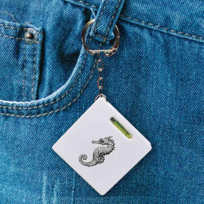 'Single Seahorse Side View' Keyring Tape Measure/Spirit Level Tool (KM00041820)