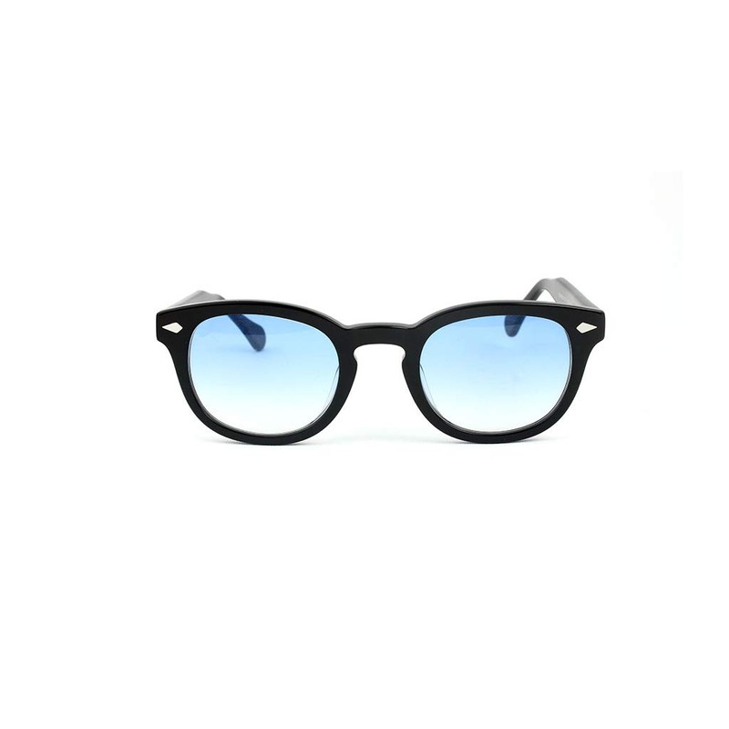 XLAB 8004 Sonnenbrille im Moscot-Stil, Unisex, 48mm, Schwarz/blau schattiert