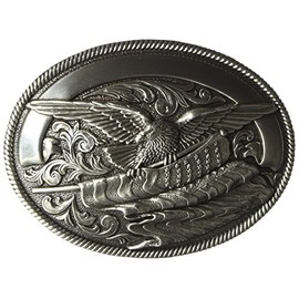 Nocona Men's Silver Eagle Flag Buckle, One Size