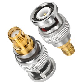 SMA to BNC Adapter 2 Pack, SMA Female to BNC Male RF Coax Antenna Coupler Extension Convertor Connector Low Loss for RF Applications/Wireless LAN Devices/Wi-Fi Radios External Antenna