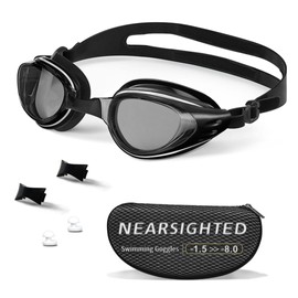 HDYAR Nearsighted Swim Goggles Anti Fog UV Protection Fit for Adult Men Women Youth Junior, No Leaking Shortsighted Swimming Goggles with 3 Nose Pieces