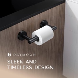 Day Moon™ Matte Black Toilet Paper Holder - Wall Mount Modern Roll Holder for Bathroom