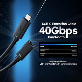 Cable Matters Cable de extensión USB 4 de 40 Gbps – 3.3 pies / 1 m, diseño verdaderamente reversible, soporta [video 8K, carga de 240 W, transferencia