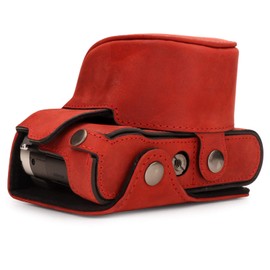 MegaGear MG1699 EVER READY RED REAL LEATHER CAMERA CASE COVER FOR LEICA D-LUX 7