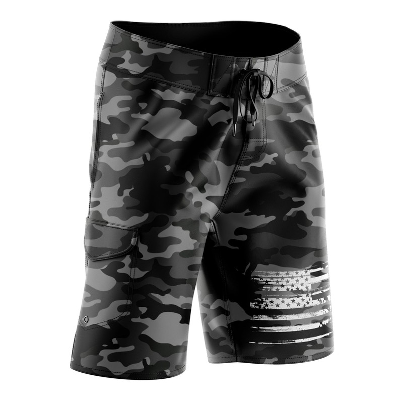 Tactical Pro Supply American Flag Board Shorts - Black Camo