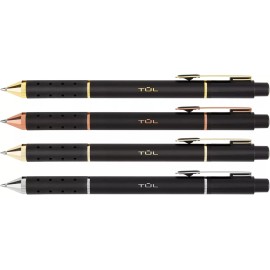 Tul Retractable Gel Pens 12 Pack Black Smooth Ink Comfortable Grip Writing