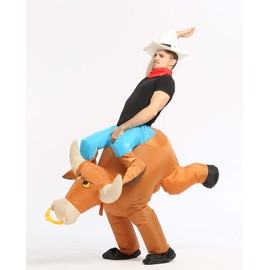 FUNNY COSTUMES Inflatable Bull Riding Costume,Rodeo Rider Cosplay Costume,Bull Rider Blow Up Suit,Adult Size (Black)