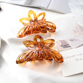 Butterfly Hair Claw Clips, Large Crystal Blue Purple Design, 2 Pack (amber)