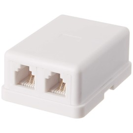 STEREN Phone Jack Wall Plate - Jack Box - White - Wall Jack - Surface Plate - Phone Box - Jack Plate Switch - Telephone Jack Wall Plate - Telephone Junction Box - 300-146WH 4C 2- Tel Surface Jack