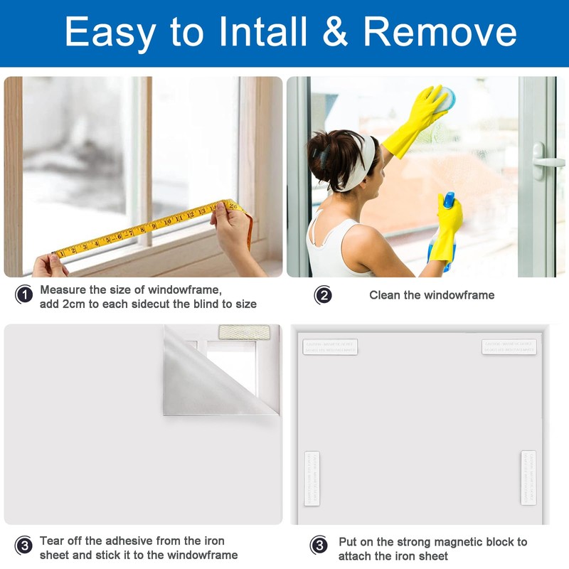 Blackout Blind Accessory,12Pair Magnetic Closure With Adhesive(Metal Board With Adhesive+Magnetic