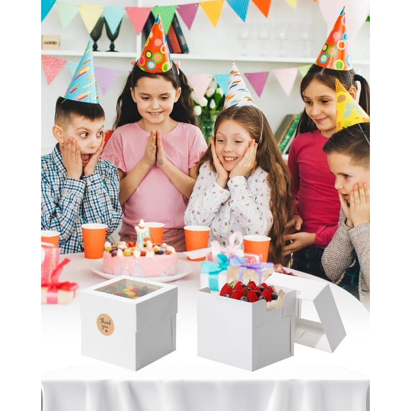 COTOPHER 15Pcs 6x6x6 Inches Mini Cake Boxes, Square Bakery Boxes
