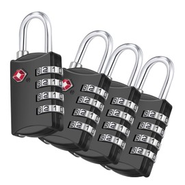 ZHEGE TSA Lock Suitcase, Suitcase Locks, 4-Digit Locks, Combination Code for Suitcase, Bag, Backpacks, Luggage Lock, Small Padlocks, Combination Locks Locker (Black, 4 Pieces)