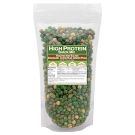 Savory Protein Snack Mix Roasted and Salted Edamame, Chickpeas & Green Peas – 8g Protein, Plant-Based, No Added Sugar, Vegan Protein Snack 15oz Bag