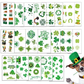 20 Sheets St Patricks Day Tattoos,St Patricks Day Accessories Fake Tattoos Irish Lucky Shamrock Temporary Tattoos for Kids St Patricks Day Decorations Party Supplies