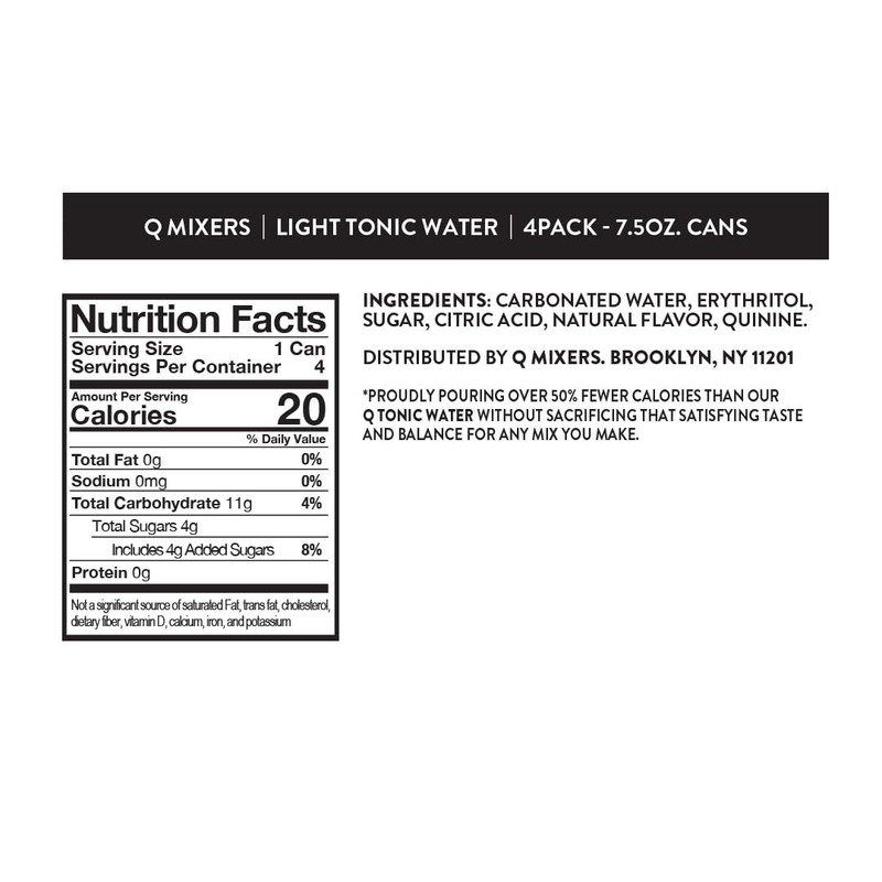 Q LIGHT TONIC WATER with Real Quinine & Organic Agave