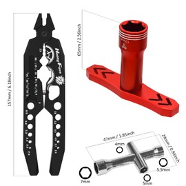 Hobby Fans Metal Shock Absorber Pliers Rod Ball Clamp with 17mm RC Wheel Hex Wrench and Cross Wrench Multi-Function RC Tool Combo Set for 1/8 1/10 RC Car