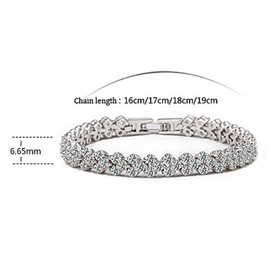 Acefeel White Gold Plated Full CZ Austrian Crystal Bridal Wedding Jewelry Tennis Bracelet for Women B057
