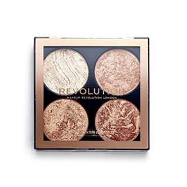 Makeup Revolution Kit de mejillas, bronceador e iluminador en polvo, paleta compacta, brillo Sunkissed Glow, vegano y libre de crueldad, no se detenga, 0.33 onzas