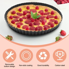 Windspeed Windspeed 4+31 Pcs Tart Pan with Removable Bottom, 9 Inch 11 Inch 4 inch Round Tart Pan Carbon Steel Pie Pans Mold Non-Stick Coating Quiche Pan for Baking with 30P Baking Oil Paper 1 Oil Brush