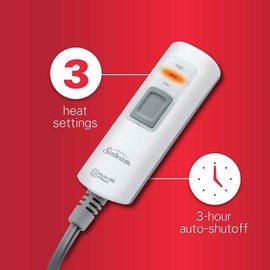 Sunbeam Velvet Plush Heated Throw Blanket, 60 x 50-Inch, Deep Sea