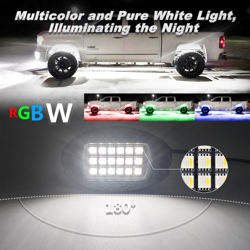 4Pods Aluminum RGBW LED Rock Lights Kit for ATV UTV