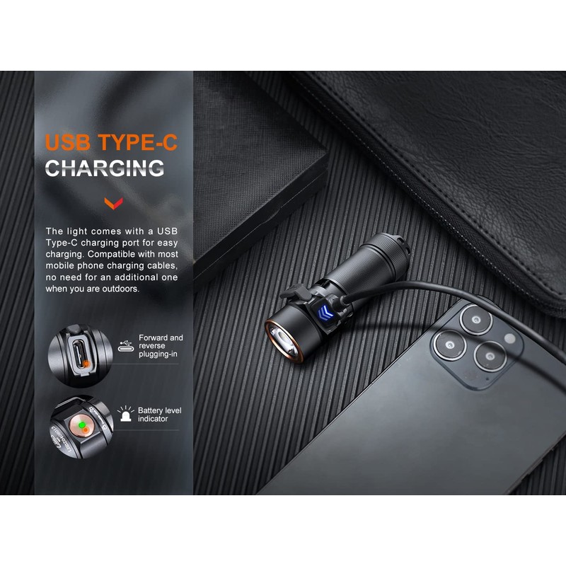 Fenix E18R V2.0 EDC Flashlight, 1200 Lumens USB-C Rechargeable Ultra