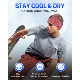 6-in-1 Bluetooth Sleep Headphones Headband - Wireless Soft Music Headband,Sweatproof Gym Headband, with Earphones&Mic for Sleeping, Gym, Yoga & Travel (Cationic Fleece Bordeaux-Winter Edition)