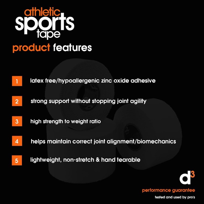 d3 AST Athletic Sports Tape Dual Roll Black/White 12.5mm +