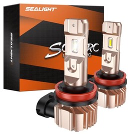 SEALIGHT H11 LED Fog Light Bulbs, 600% Brightness 50000 Hours Lifespan H11 H16 H8 LED Bulb, 10000LM 6500K Cool White Strong Penetration, Play and Plug, Pack of 2