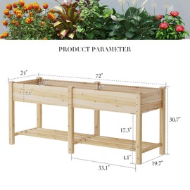 PULIJIAJU Wooden Raised Garden Bed ，Raised Planter Box with Legs, Wood Planter -Grow Herbs and Vegetables Outdoors – Naturally Rot-Resistant - Unmatched Strength Lasts Years (HCH-L)