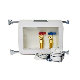 Oatey 38472SP Fire-Rated Washing Machine Outlet Box, ½” ASTM F1807 PEX Connections, Single Pack, 1/4 Turn Brass Ball Valves