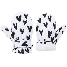 Durio Children's Ski Gloves Windproof Warm Winter Gloves Ski Gloves for Boys and Girls Skiing Black Love 1-2 Years (Tag Size S)