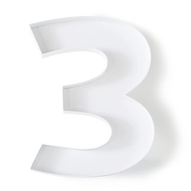 Soul & Lane Fillable Cardboard Number Charcuterie Board Box, Large Paper Mache Numbers Shaped Cutout for Food, White Hollow Gift Tray for Birthday and Party Decor, Number 3