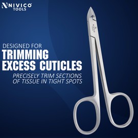 Nail Cuticle Trimmer 10cm, 5mm Tip, Cuticle Nippers with Rings, Satin Finish Corner Cuticle Cutter & Professional Cuticle Remover Tool.