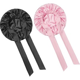 2PCS Silk Hair Bonnet for Curly Hair - Satin Bonnet for Sleeping & Hair Protection - Prevents Frizz and Breakage - Comfortable and Breathable