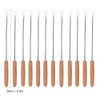 12-Piece Stainless Steel Barbecue Fork Skewer Set with Wooden Handle,