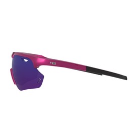 Hot Buttered HB - Polarized Performance Sunglasses Shield – Outdoor Sports Eyewear, Men and Women - Cycling, Running Matte Metallic Pink/Blue Chrome