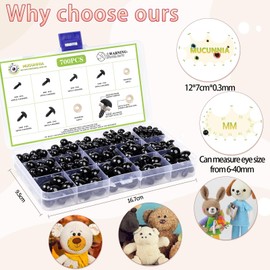 MUCUNNIA 700 PCS 6-14 MM Safety Eyes Crochet with Washers and Size Tools Crochet Eyes for Animals Safety Eyes Amigurumi for Crochet Animals Craft Eyes for DIY Making Soft Toy Easter